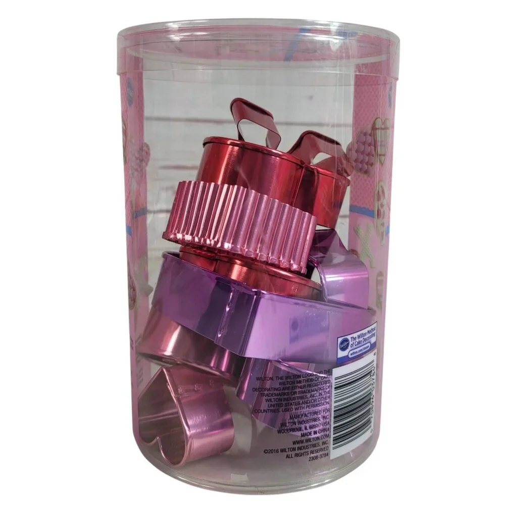 Wilton Cookie Cutter Set Metal 9 PCS Valentine's Hearts XO Purple Pink Red